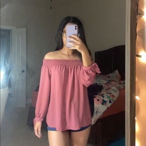 pink off the shoulder top